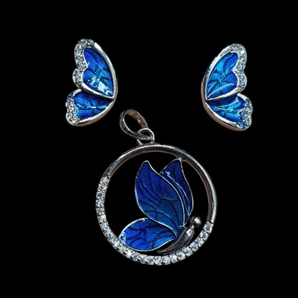 Butterfly Enamel Pendant set